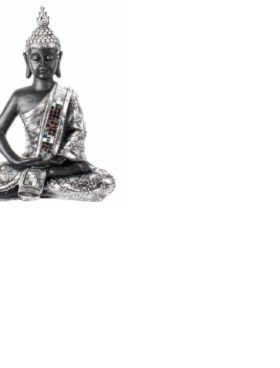 Figura Buda resina plateada