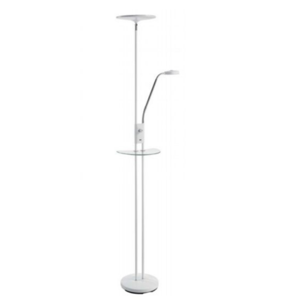 Lámpara de pie COPA MÁS LECTOR CON MESA Níquel Satinado y USB