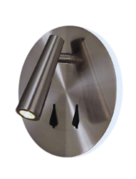 Aplique pared LECTOR con luz indirecta Níquel satinado led 6 Watt + 3 Watt 3000 kelvin
