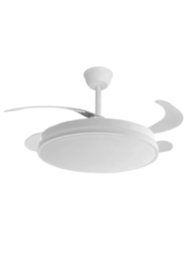 Ventilador Techo 50/107 Centímetros de Diámetro Motor DC 59 Watt 4 Aspas 6 Velocidades con Mando a Distancia, Memoria y Temporizador blanco