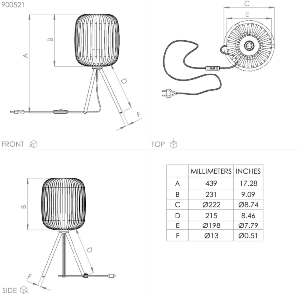 Sobremesa acero E27 con interruptor arena - Imagen 3