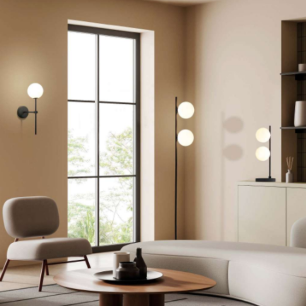 Lámpara de pie 2x G9 metal oro viejo bolas cristal doble - Imagen 2