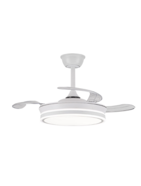 Lámpara ventilador de techo mini led 46 watts 3 aspas desplegables 39/92 cm diámetro 5520 Lumen 6 velocidades 3000-4000-6000K Mando a distancia, memoria y temporizador blanco