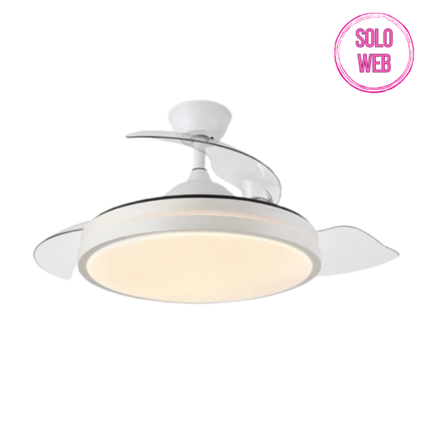 Lámpara ventilador de techo led mini 59 watts 3 aspas desplegables 39/91 cm diámetro 6980 Lumen 6 velocidades 3000-4000-6000K Mando a distancia, memoria y temporizador blanco - Imagen 3