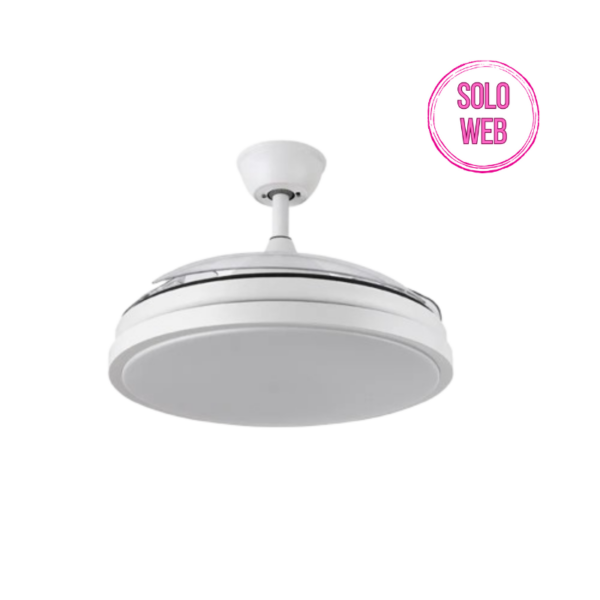 Lámpara ventilador de techo led 59 watts 3 aspas desplegables 50/107 cm diámetro 6980 Lumen 6 velocidades 3000-4000-6000K Mando a distancia, memoria y temporizador blanco - Imagen 3