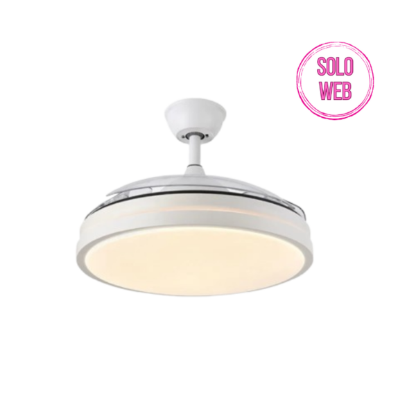 Lámpara ventilador de techo led mini 59 watts 3 aspas desplegables 39/91 cm diámetro 6980 Lumen 6 velocidades 3000-4000-6000K Mando a distancia, memoria y temporizador blanco - Imagen 4