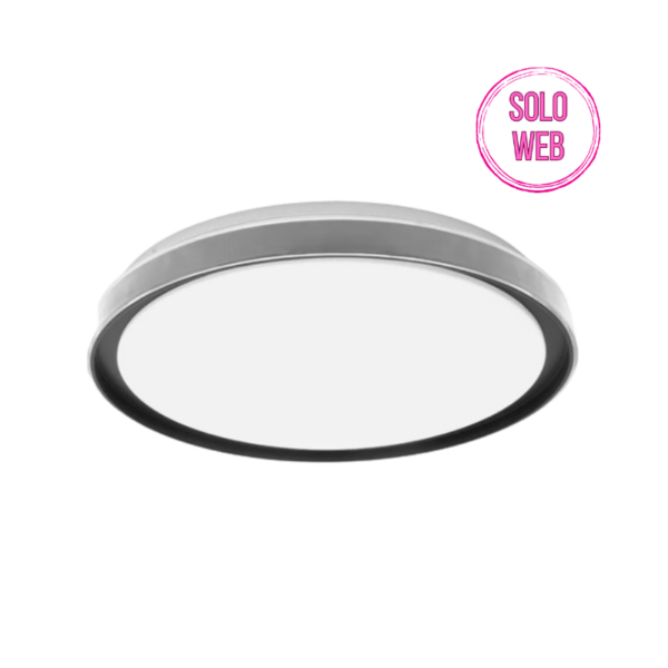 Lámpara plafón circular 60 watts 3000-4200-6500 kelvin 50 centímetros con mando a distancia blanco negro
