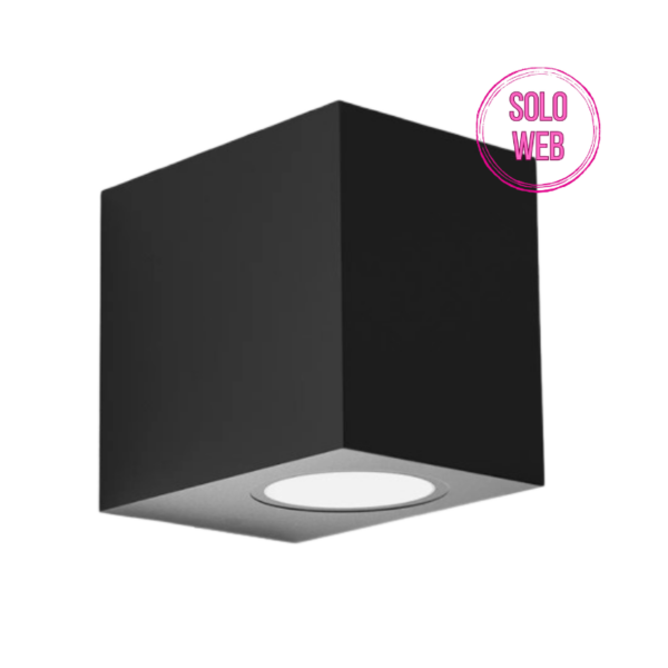 Aplique exterior cuadrado 1x GU10 8cm de alto IP44 negro