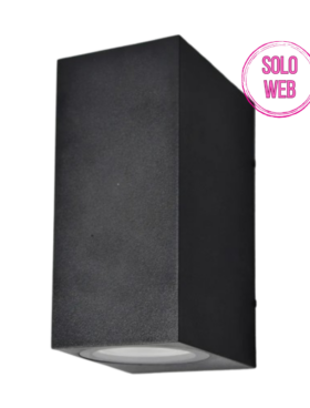 Aplique exterior rectangular 2x GU10 14,7cm de alto IP44 negro