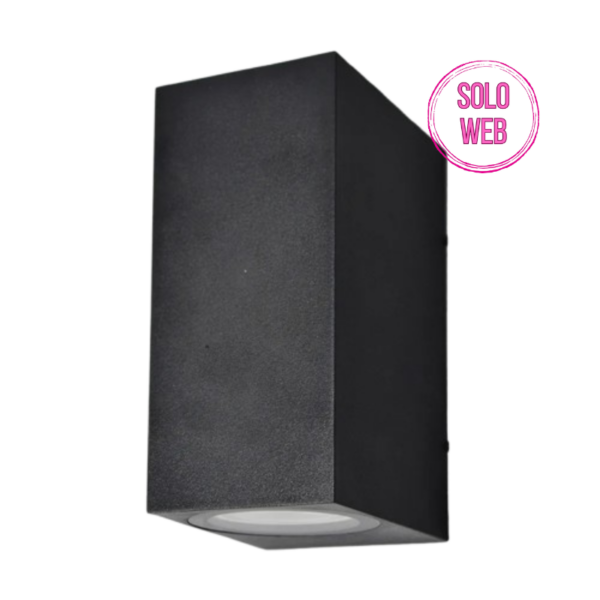 Aplique exterior rectangular 2x GU10 14,7cm de alto IP44 negro