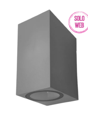 Aplique exterior rectangular 2x GU10 14,7cm de alto IP44 gris