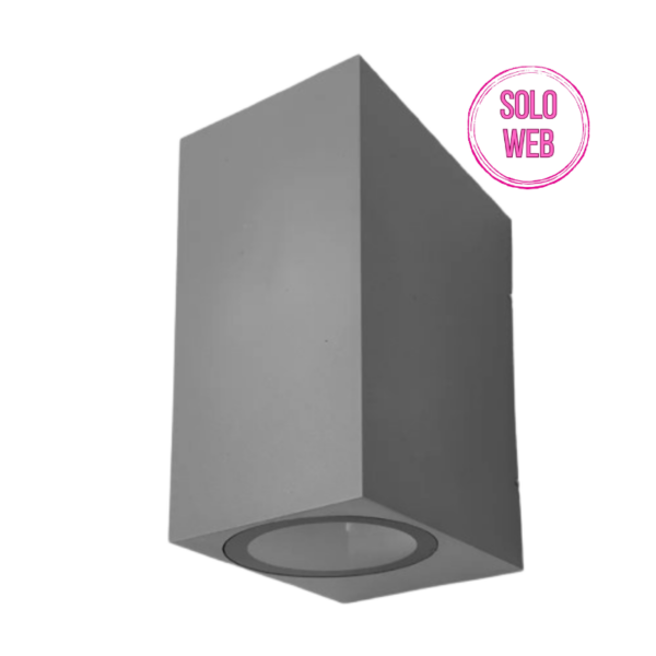 Aplique exterior rectangular 2x GU10 14,7cm de alto IP44 gris