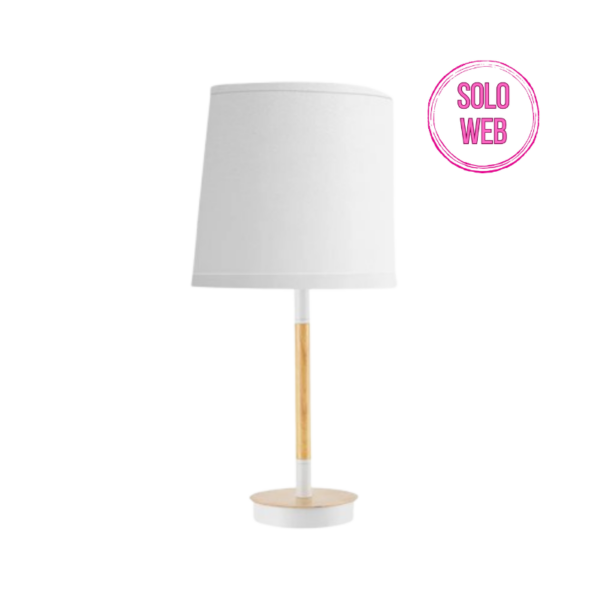 Sobremesa con pantalla para E14 blanco haya 42x25cm
