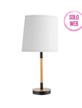 Sobremesa con pantalla para E14 negro haya 42x25cm
