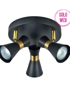 Plafón 3 focos dirigibles 3x GU10 negro cuero