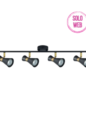 Foco lineal dirigible 4x GU10 negro cuero
