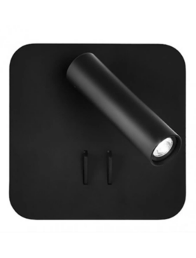 Aplique lector 2 luces led 3000 kelvin con interruptor negro texturizado