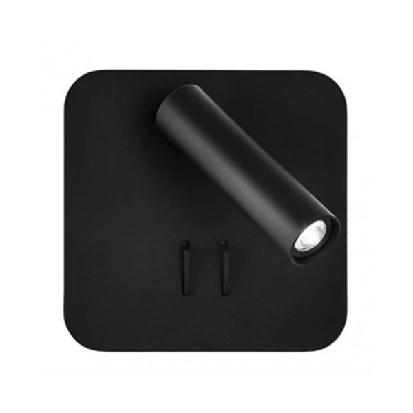 Aplique lector 2 luces led 3000 kelvin con interruptor negro texturizado