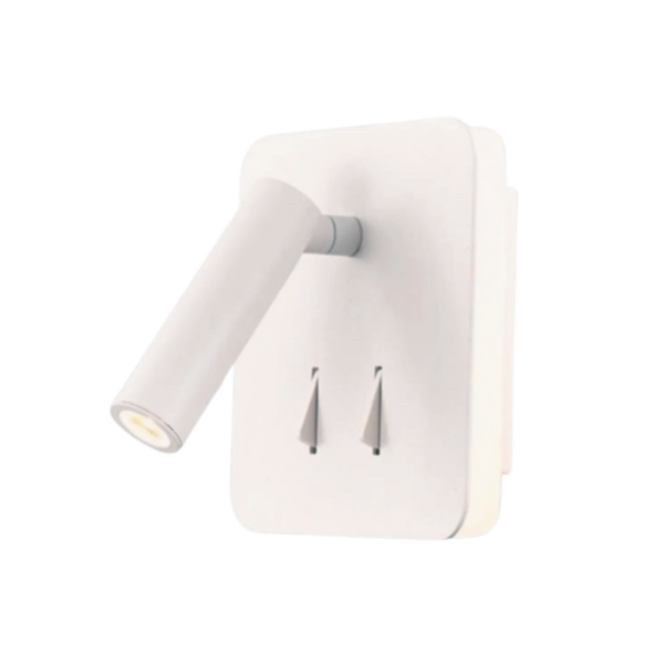 Aplique lector 2 luces led 3000 kelvin con interruptor blanco texturizado