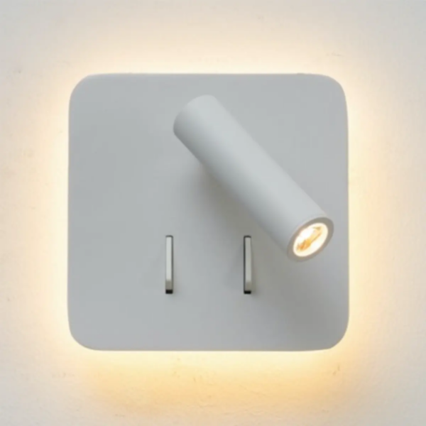 Aplique lector 2 luces led 3000 kelvin con interruptor blanco texturizado - Imagen 2