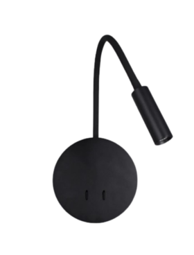 Aplique lector 2 luces led 3000 kelvin con interruptores independientes negro texturizado