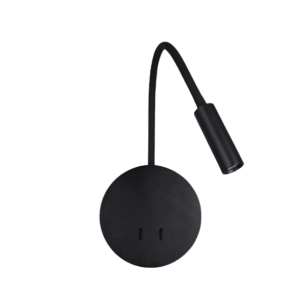Aplique lector 2 luces led 3000 kelvin con interruptores independientes negro texturizado