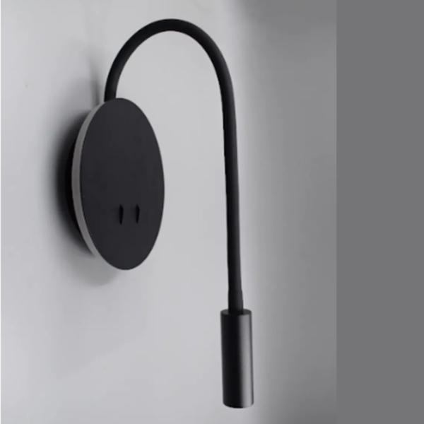 Aplique lector 2 luces led 3000 kelvin con interruptores independientes negro texturizado - Imagen 2