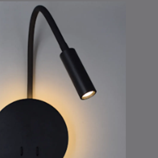 Aplique lector 2 luces led 3000 kelvin con interruptores independientes negro texturizado - Imagen 3