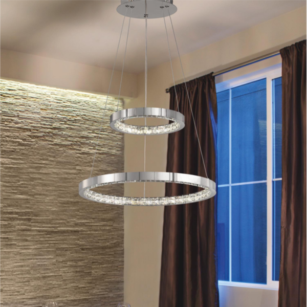 Lámpara colgante LED 29 watts 4000 kelvin cristal cromo - Imagen 2