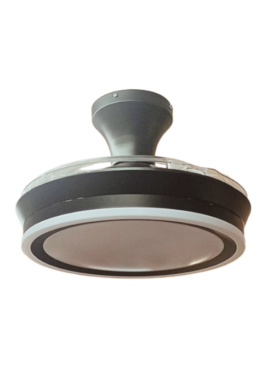 Lámpara ventilador Android de techo LED 36 watts dimable 3 aspas desplegables 40/91 cm diámetro 6 velocidades mando a distancia negro