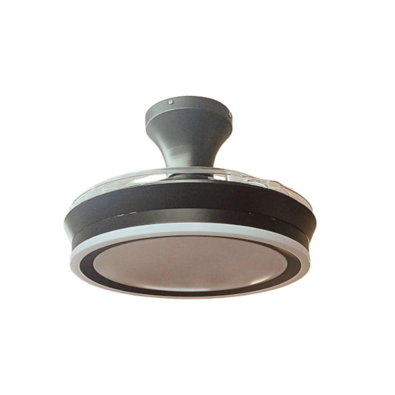 Lámpara ventilador Android de techo LED 36 watts dimable 3 aspas desplegables 40/91 cm diámetro 6 velocidades mando a distancia negro