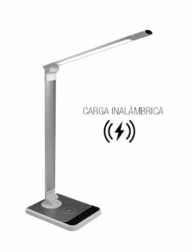Flexo led 12 watts CCT con carga móvil y sensor de mano plata