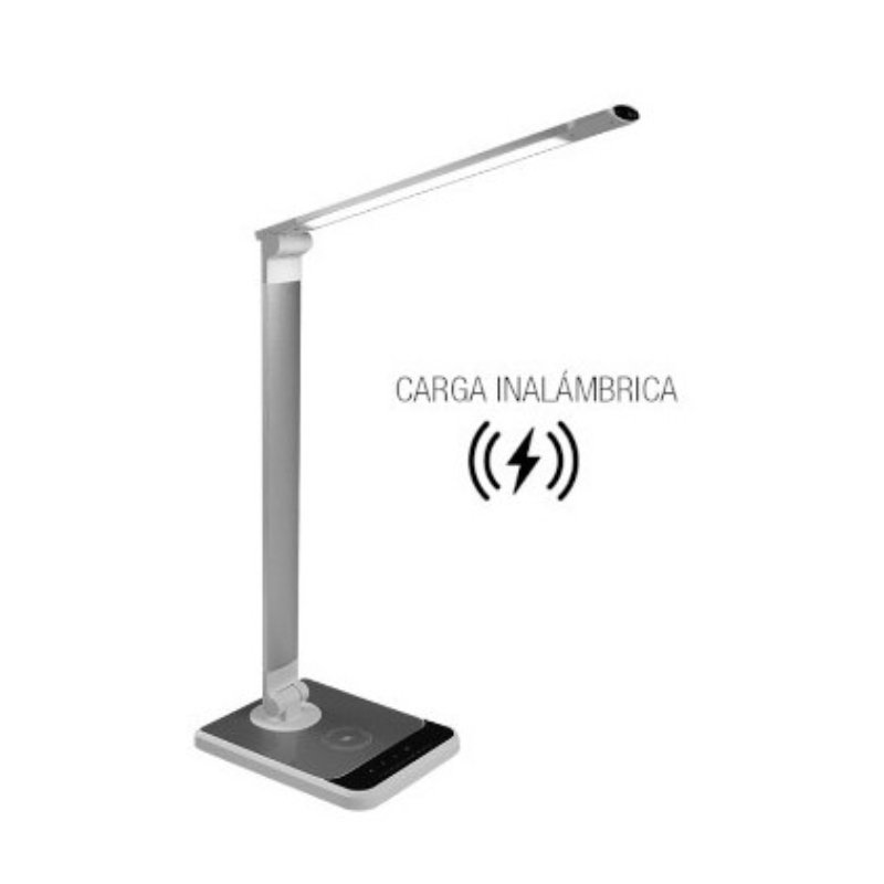 Flexo led 12 watts CCT con carga móvil y sensor de mano plata