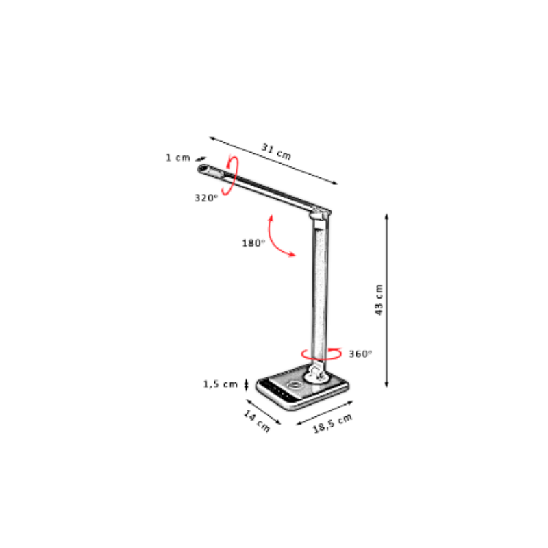 Flexo led 12 watts CCT con carga móvil y sensor de mano plata - Imagen 3