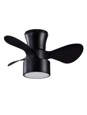 Ventilador techo mini motor DC luz LED CCT 24 watts 3000 lúmenes 3000-4000-6000 kelvin 60cm negro