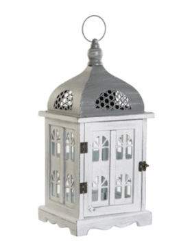 Farol porta-velas ENVEJECIDO madera cristal
