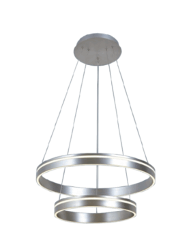 Lámpara led colgante DOBLE ARO 110 watts 4000 kelvin níquel mate