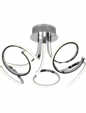 Plafón led de 66cm de diámetro 90 watts 4000 kelvin 8100 lúmenes (5x18w) metal cromo