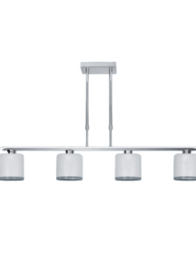 Lámpara led decorativa 40 watts + 4x E27 metal cromo cristal