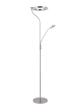 Lampara de pie led 28+7 watts 3000 - 4000 - 6000 kelvin regulables níquel mate