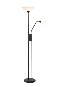 Lampara de pie con lector E27+E14 negro