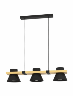 Lámpara colgante 3x E27 madera y metal