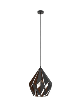 Lámpara colgante para bombilla E27 38,5cm de diámetro negro cobre