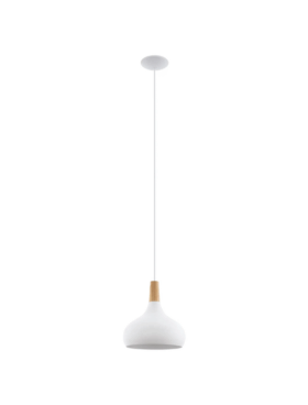 Lámpara colgante 1 luz 28 centímetros de diámetro madera blanco