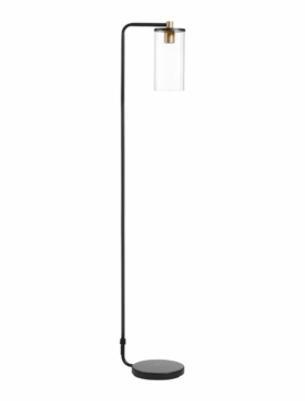 Lámpara de pie para bombilla E27 metal negro y vidrio