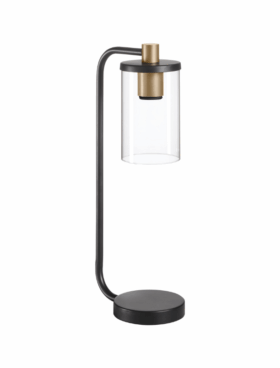 Lámpara de sobremesa para bombilla E27 metal negro y vidrio