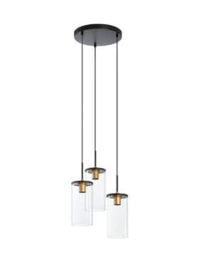 Lámpara de colgar para 3 bombillas E27 metal negro
