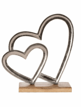 Figura CORAZONES aluminio y madera