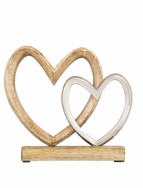 Figura CORAZONES aluminio y madera