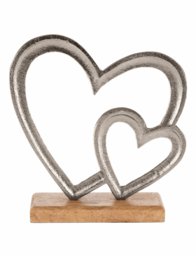 Figura CORAZONES aluminio y madera
